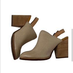 Kork Ease Janelle Stacked Heel Slingback Clogs Taupe Tan Leather Women's 8